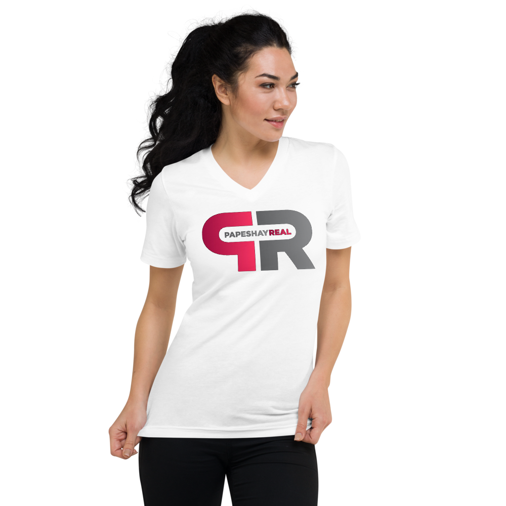 Papeshay Real White Unisex Short Sleeve V-Neck T-Shirt