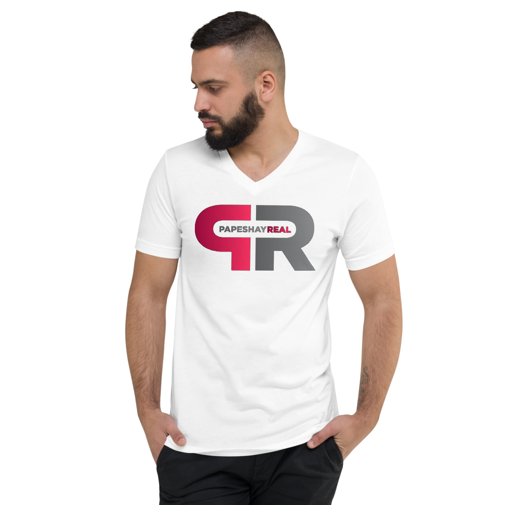 Papeshay Real White Unisex Short Sleeve V-Neck T-Shirt