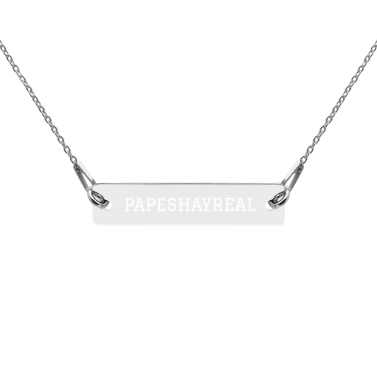 Papeshay Real Engraved Special Silver Bar Chain Necklace